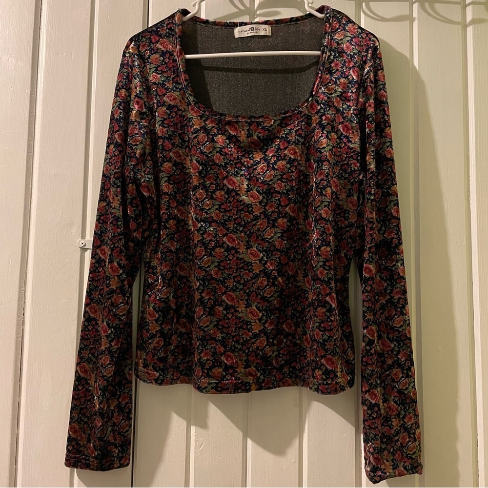 Natural Life floral velvet top X-large EUC